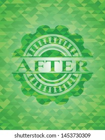 After green emblem with mosaic background. Vector Illustration. Detailed.