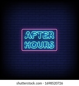 After Hours Neon Signs Style Text Vector