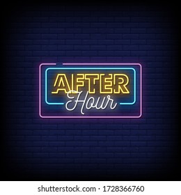 After Hours Neon Signs Style Text Vector