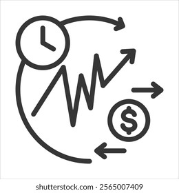 After Hours Trading Outline Icon Vector Illustration