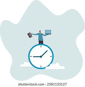 After hours worker, working late overtime or career that work in different time.business concept.flat character.