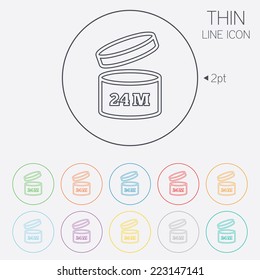 After opening use 24 months sign icon. Expiration date. Thin line circle web icons with outline. Vector