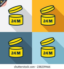 After opening use 24 months sign icon. Expiration date. Four squares. Colored Flat design buttons. Vector