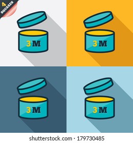 After opening use 3 months sign icon. Expiration date. Four squares. Colored Flat design buttons. Vector
