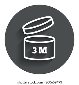 After opening use 3 months sign icon. Expiration date. Circle flat button with shadow. Modern UI website navigation. Vector