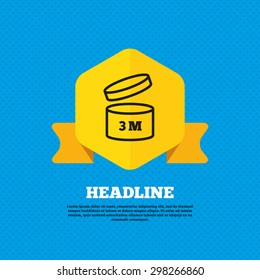 After opening use 3 months sign icon. Expiration date. Yellow label tag. Circles seamless pattern on back. Vector
