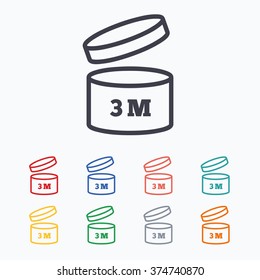 After opening use 3 months sign icon. Expiration date. Colored flat icons on white background.