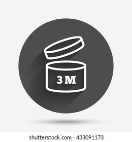 After opening use 3 months sign icon. Expiration date. Circle flat button with shadow. Vector
