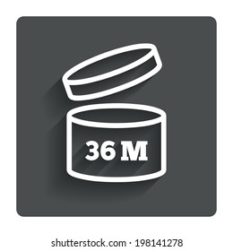 After opening use 36 months sign icon. Expiration date. Gray flat button with shadow. Modern UI website navigation. Vector