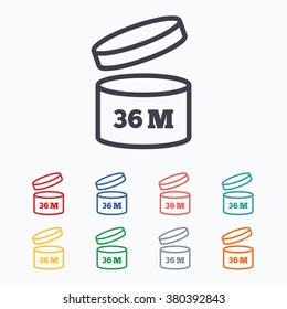 After opening use 36 months sign icon. Expiration date. Colored flat icons on white background.