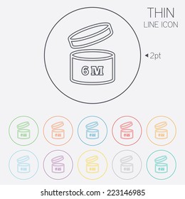 After opening use 6 months sign icon. Expiration date. Thin line circle web icons with outline. Vector