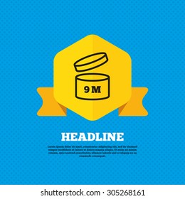 After opening use 9 months sign icon. Expiration date. Yellow label tag. Circles seamless pattern on back. Vector