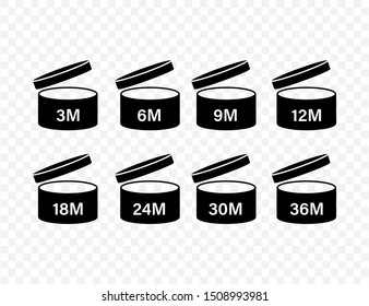 After Opening Use Icons. Expiration date symbols. Vector illustration.