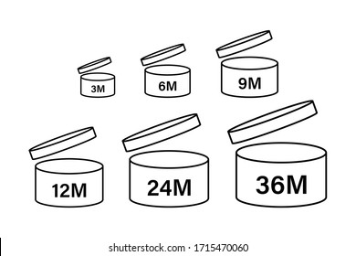 After Opening Use Icons. Expiration date symbols. Vector illustration.