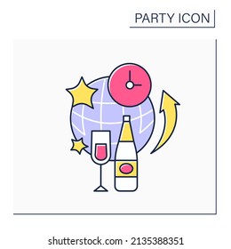 After party color icon. Small party after larger event. Exclusive event for special guests. Celebration with alcohol and dance. Party concept. Isolated vector illustration