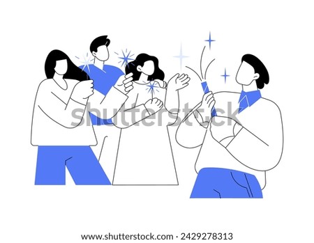 After party isolated cartoon vector illustrations. Group of young people walking the street after party together, holding fireworks in hands, have fun at night, leisure time vector cartoon.