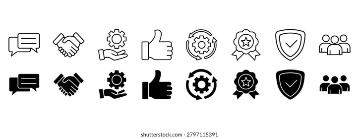 After sales service icon set. Advice and help vector illustration