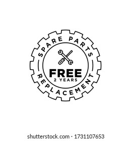 After sales warranty vector badge. Spare part replacement warranty.