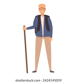 After school hiking boy icon cartoon vector. Sport healthy. Educational motion