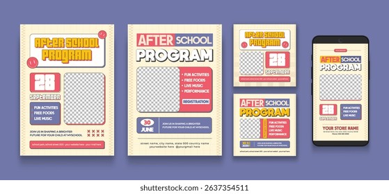 After School Program Flyer and Social Media Template Pack