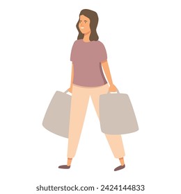 After school teacher shopping icon cartoon vector. Happy smile. Motion healthy