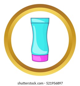 After shave gel vector icon in golden circle, cartoon style isolated on white background
