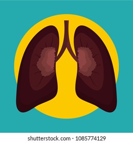 After smoking lungs icon. Flat illustration of after smoking lungs vector icon for web design