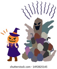 After throwing away the trash from Halloween, the ghost was behind