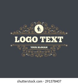 After use to throw in trash. Recycle bin sign. Flourishes calligraphic ornament. Vector