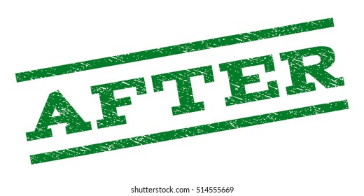 After watermark stamp. Text tag between parallel lines with grunge design style. Rubber seal stamp with unclean texture. Vector green color ink imprint on a white background.