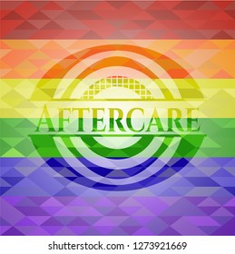 Aftercare on mosaic background with the colors of the LGBT flag