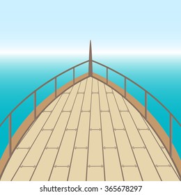 Afterdeck of a boat and a sea. Vector illustration