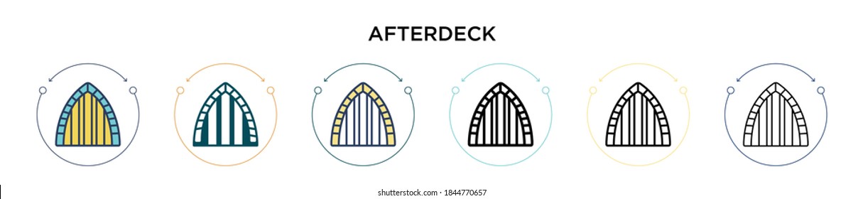 Afterdeck icon in filled, thin line, outline and stroke style. Vector illustration of two colored and black afterdeck vector icons designs can be used for mobile, ui, web