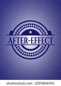 After-effect badge with denim background. Vector Illustration. Detailed. 