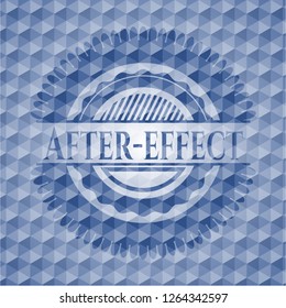 After-effect blue emblem with geometric pattern background.