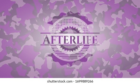 Afterlife pink and purple on camo texture. Vector Illustration. Detailed.