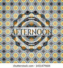 Afternoon arabic emblem background. Arabesque decoration.