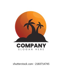 afternoon beach logo design template