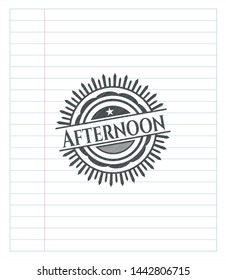 Afternoon emblem drawn in pencil. Vector Illustration. Detailed.