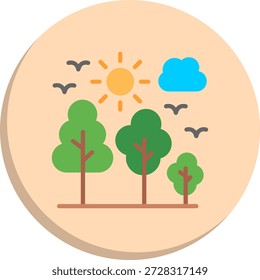 Ícone de estilo de círculo plano da tarde