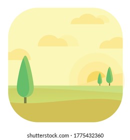 Afternoon Landscape Modern Conceptual Design Illustration Vector