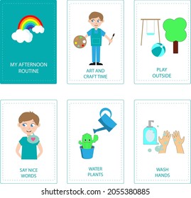 Afternoon routine boy. Kids Daily Routine, Chore Chart, Morning Checklist, Daily Task List, Children's Job Poster