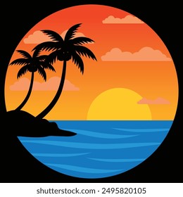 Vector de sol de la tarde, Sunset Design Imágenes de diseño de Vector, Sunset Art Design, Diseño de camiseta