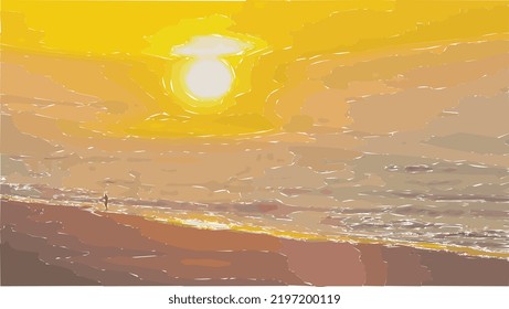 Afternoon sunlight background with spotting wave pattern vector. Abstract template with geometric pattern. Beach layout design in oriental style.