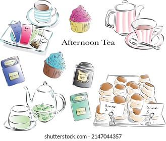 afternoon tea and cake snack set