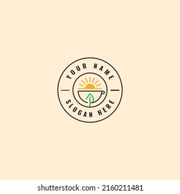 Afternoon Tea Emblem Logo. Vector illustration