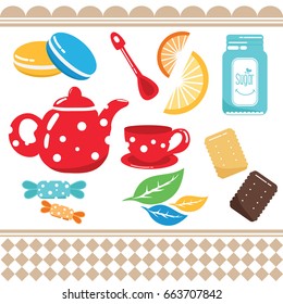 Afternoon Tea Illustration Vector Set