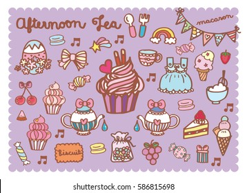 Afternoon tea item illustrations