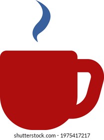 Afternoon tea in a red cup, icon illustration, vector on white background
