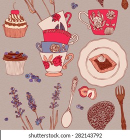 Afternoon tea. Seamless pattern.